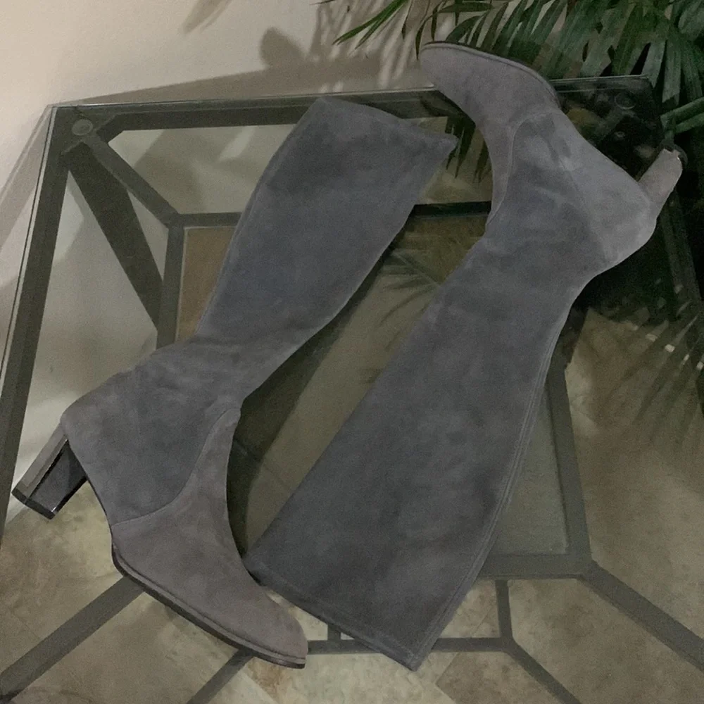STUART WEITZMAN Suede Metal trim Heel Boots - Picture 6 of 14